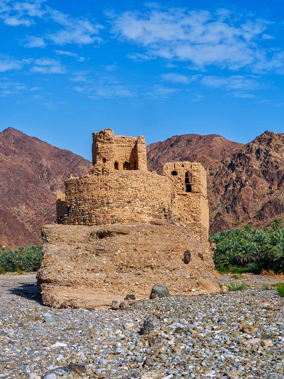 Arabische Landschaft und Architektur in Oman